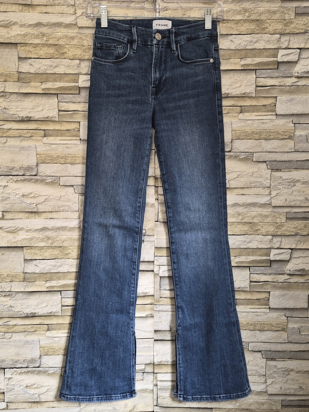 FRAME Jeans Women's Size 24 Blue HighRise SplitHem Bootcut Minimalist Boho